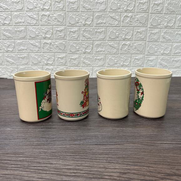 Lucy And Me Enesco Christmas Coffee Mug White Ceramic Cup Set of 4 Vtg 80s Retro - Picture 2 of 6